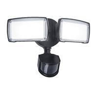 Britalia LED Double Head Flood Wall Light with PIR Motion Sensor, 21W, Matt Black, Polycarbonate, 19x26.6x14.6cm, Outdoor