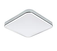 Britalia LED Polished Chrome Bathroom Modern Square Flush Ceiling Light | 29cm Width | 15W 1500 Lumen 3000k Warm White | IP44 | 240V UK | 25000 Hours
