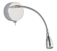 Britalia LED Polished Chrome Flexible Switched Modern Reading Wall Light | 0.8W 30lm 6500k LED | IP20 | UK Approved | Bendy Stem | Toggle Switch | Bedroom Lights