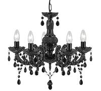 Britalia Matt Black 5 Lamp Traditional Chandelier Pendant Ceiling Light | 48cm Diameter | 5 x E14 SES Lamp Bulbs Required (Not Included) | Vintage Retro Design