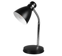 Britalia Matt Black & Chrome Retro Metal Adjustable Table Desk Lamp with Dome Shade | 33cm Height | 1 x ES E27 Lamp Bulb Required | UK Approved | Chromed Head Band