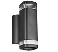 Britalia Matt Black Outdoor Rectangular Up and Down Wall Light, 21cm x 7cm x 13.5cm, Aluminium, IP44, GU10