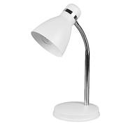 Britalia Matt White & Chrome Retro Metal Adjustable Table Desk Lamp with Dome Shade | 33cm Height | 1 x ES E27 Lamp Bulb Required | UK Approved | Chromed Head Band