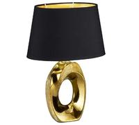 Britalia Modern Table Lamp, Gold Metal Base, Black Cotton Shade with Gold Inner, E14 Small Edison Screw, 33cm Height, 0.7kg