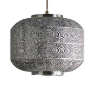 Britalia Moroccan Style Pendant Light Shade, 33cm, Satin Nickel Metal, Geometric Pattern