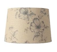 Britalia Non Electric Lampshade Linen Drum for Ceiling Pendant or Table Lamp, Navy Blue Floral Design, 30cm Diameter x 20cm, Beige with Navy Blue, Roll Edged Vintage Retro Style