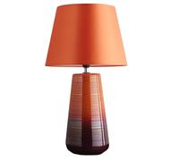Britalia Orange Ceramic Table Lamp, 45cm Height, Satsuma Orange Silk Shade, Modern Design