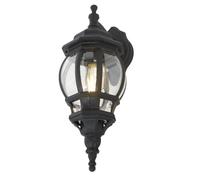 Britalia Outdoor Coach Lantern Wall Light, Bathroom & Exterior, 46cm Height, Black & Clear, Polycarbonate, Victorian Vintage Style, 46x16.5x23.2cm, IP44 Rated, Electric E27
