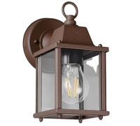 Britalia Outdoor Wall Lantern, 22.5cm, Antique Rust with Clear Glass, Vintage Style, Exterior Use