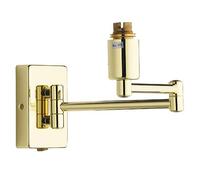Britalia Polished Brass Traditional Retro Switched Double Swing Arm Wall Reading Light Bracket | Discreet On Off Rocker Switch Operated | 1 x BC Lamp Bulb Required | Bedside - Living Room