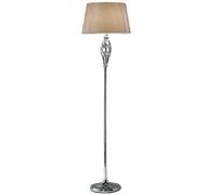 Britalia Polished Chrome Barley Twist Floor Lamp, 160cm Height, Gold Shimmer Shade, Modern Vintage Design