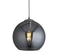 Britalia Polished Chrome & Smoked Glass Dome Shade Vintage Pendant Ceiling Light | 25cm Diameter | 1 x E27 ES Lamp Bulb Required (Not Included) | Retro Design