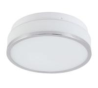 Britalia Polished Chrome & White Glass Bathroom Vintage Round Circular Flush Ceiling Light | 23cm Diameter | 1 x ES E27 Lamp Bulbs Required | IP44 Rated | Suitable for Outdoor Use