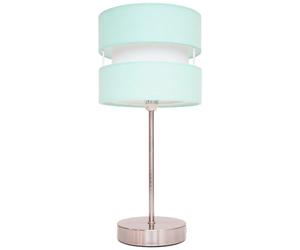 Britalia Satin Nickel & Duck Egg Blue Cotton Fabric 2 Tier Drum Shade Modern Table Desk Lamp | 38cm Height | 1 x SES E14 Lamp Bulb Required | UK Approved | Inline On Off Switch | Retro Influence