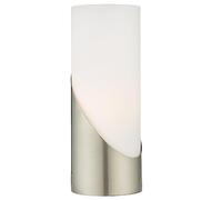 Britalia Satin Nickel & Frosted Opal Glass Modern Cylindrical Touch Control Table Desk Lamp | 25cm Height | 1 x SES E14 Lamp Bulb Required | UK Approved | 3 Stage Dimmer | Vintage Influence