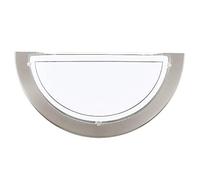 Britalia Satin Nickel Metal & Decorative White Painted Glass Modern Half Circle Flush Wall Light | 29cm Wide | 1 x ES E27 Lamp Bulb Required (Not Included) | 240 Volts