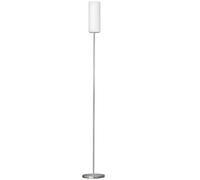 Britalia Satin Nickel Vintage Floor Light with Opal White Glass Cylindrical Shade | 153cm Height | 1 x ES E27 Lamp Bulb Required | UK Approved | On Off Foot Switch | Retro