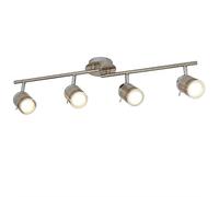 Britalia Satin Silver Chrome Bathroom 4 Lamp Adjustable Split Bar Spot Light | 79cm Long | IP44 Rating | Cylindrical Heads | 4 x GU10 Lamps Required | 240V UK | Stainless Steel