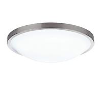 Britalia Satin Silver Chrome Bathroom Modern Round Flush Ceiling Light | 26cm Diameter | IP44 Rating | Opaque White Acrylic Diffuser | 1 x ES E27 Lamp Required | 240V UK | Outdoor Patio Light