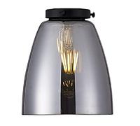 Britalia Smoked Conical Glass Vintage Easy Fit Pendant Light Shade | 14cm Diameter | Black Metal Top Cap | None Electric Retro Ceiling Light | Fits E27 ES Lampholders