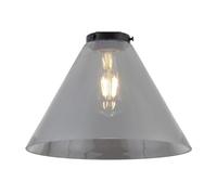 Britalia Smoked Pyramid Glass Vintage Easy Fit Pendant Light Shade | 25cm Diameter | Black Metal Top Cap | None Electric Retro Ceiling Light | Fits E27 ES Lampholders