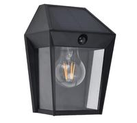 Britalia Solar Wall Light with PIR Sensor, Matt Black, Aluminium, 20.5x15x10.2cm, Outdoor, LED