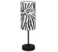 Britalia Table Lamp, Metal, Black and White, Matt Black, SES E14, 36.5x11cm, 0.3kg, Zebra Print Cotton Shade, Inline Switch