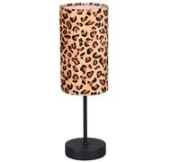 Britalia Table Lamp, Metal, Black, Matt Black, SES E14, 36.5x11cm, 0.3kg, Leopard Print, Cotton, Inline Switch