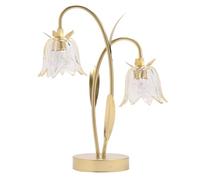 Britalia Table Lamp with Gold Metal Stem and Clear Glass Flower Shade, Battery Powered, LED, 14cm x 28cm x 37cm