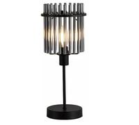 Britalia Table Lamp with Smoked Glass Rod Shade, Matt Black Metal Base, SES E14, 37.5cm, 1.32KG, Black Inline Switch