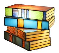 Britalia Tiffany Style Stained Glass Table Lamp, Stack of Books Design, 20cm, Multi-Coloured