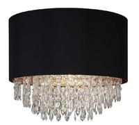Britalia Vintage Chandelier Pendant Light Shade, 38cm, Black and Gold with Crystal Droplets