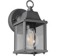 Britalia Vintage Lantern Wall Light, Outdoor, 22.5cm, Anthracite Grey, Metal with Glass, ES E27, IP23