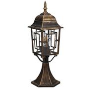 Britalia Vintage Outdoor Pedestal Post Light, Antique Brass, Clear Glass, 47x17x17cm, IP44 Rated, E27