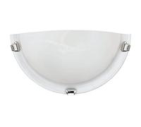 Britalia White Alabaster Glass & Polished Chrome Clips Decorative Half Moon Flush Wall Light | 30cm Width | 1 x ES E27 Lamp Bulb Required (Not Included) | Home or Office Use