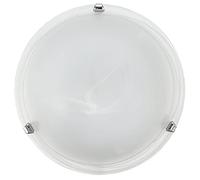 Britalia White Alabaster Glass & Polished Chrome Clips Decorative Round Flush Light | 30cm Diameter | 1 x ES E27 Lamp Bulb Required (Not Included) | Perfect for Lower Ceilings & Walls