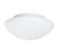 Britalia White Metal & Opal Frosted Glass Bathroom Vintage Round Dome Flush Ceiling Light | 28cm Diameter | 2 x ES E27 Lamp Bulbs Required | IP44 Rated | Suitable for Outdoor Use
