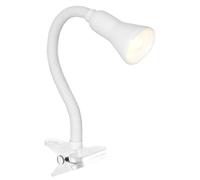 Britalia White Modern Clip On Adjustable Reading Light with Fully Flexible Stem & Inline Switch | 30cm Height | 1 x SES E14 Lamp Bulb Required | UK Approved | 3 Pin UK Plug | Task Light