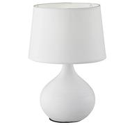 Britalia White Textured Ceramic Vintage Globe Urn Table Desk Lamp with Matching Fabric Shade | 29cm Height | 1 x SES E14 Lamp Bulb Required | UK Approved | Retro Design | Tapered Drum Lampshade