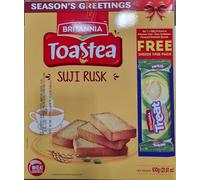 Britannia Suji Rusk 610g - Crunchy Toasted Delight | Crispy Suji Toast for Tea Time Snack | Perfect for Breakfast & Evening Snacks (Pack of 1)