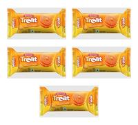 Britannia Treat Orange Crème Filled Biscuits 100g (Pack of 5) | Cream Sandwich Cookies | Fruity Orange Flavour | Kids Snack | Ideal for Tiffin, Tea Time & On-the-Go Trips