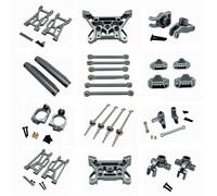 BritBolt 10208 V1 V2 Metal Steering Cup Hub Link Rod Set Compatible with RC Car Upgrade Compatible With Various 1 10 Scale Models Swing Arm Drive Shaft Shock Tower Parts Accessories(Grey)