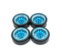 BritBolt 27mm Metal Upgrade Drift Wheel Tyre Set Compatible with 1 28 Scale RC Cars Two Wide Two Narrow Spare Parts Compatible With Remote Control Vehicles(SKY BLUE)