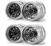 BritBolt 4PCS 1/14 Scale RC Car Trailer Tires Front Rear Wheel Set With Rubber Tyres And Foam Inserts Compatible With Various Brands(Rear Wheel Rim)