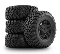 BritBolt 4pcs 110mm 1/10 Short Course Tire Wheel Tyre Set With 12mm Hex Hub Compatible With Various 110 Scale RC Cars Like HuanQi 727 Vkar 10sc And Similar Models(Black)