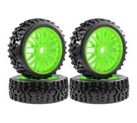 BritBolt 4pcs 115mm 1/8 Scale RC Off Road Buggy Car Wheel Tire Tyre Set With 17mm Hex Hub Compatible With Various 1 8 Scale RC Models(Green)