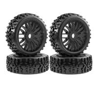 BritBolt 4pcs 115mm 1/8 Scale RC Off Road Buggy Car Wheel Tire Tyre Set With 17mm Hex Hub Compatible With Various 1 8 Scale RC Models(Black)