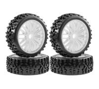 BritBolt 4pcs 115mm 1/8 Scale RC Off Road Buggy Car Wheel Tire Tyre Set With 17mm Hex Hub Compatible With Various 1 8 Scale RC Models(White)
