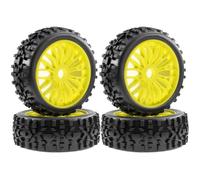 BritBolt 4pcs 115mm 1/8 Scale RC Off Road Buggy Car Wheel Tire Tyre Set With 17mm Hex Hub Compatible With Various 1 8 Scale RC Models(Yellow)