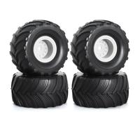 BritBolt 4pcs 52mm 1.0 Inch Wheel Rim Tires Set Compatible With Various 1 18 1 24 Scale RC Crawler Cars Compatible With FMS SCX24 AX24 Models Upgrade Parts(White)
